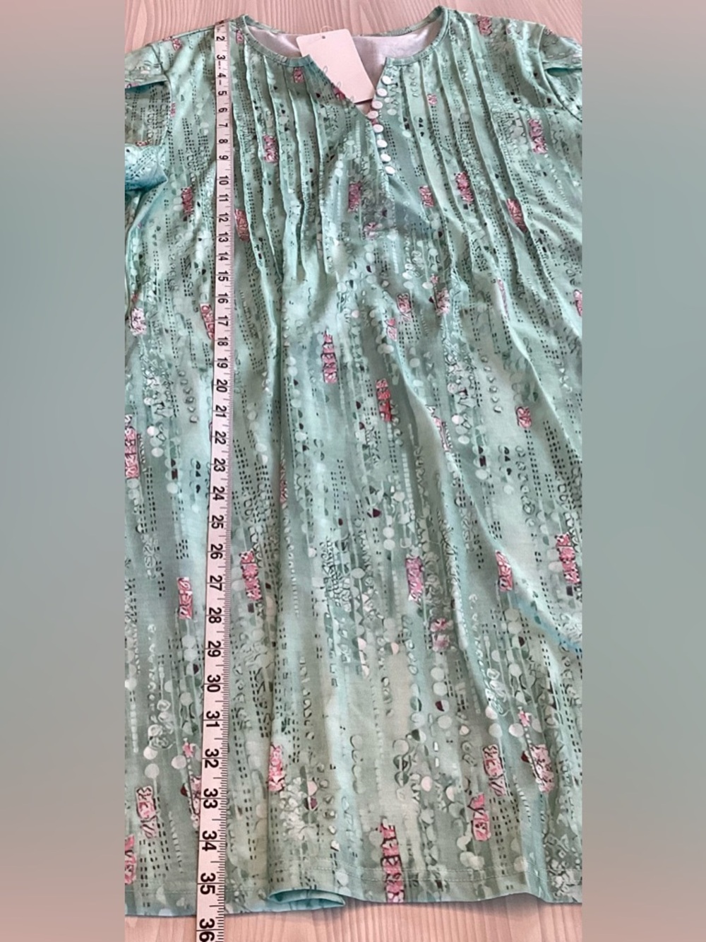 Short Sleeved Henley Neck Cap Sleeve Mint Green Summer Mini Dress Shift Large - Picture 4 of 7